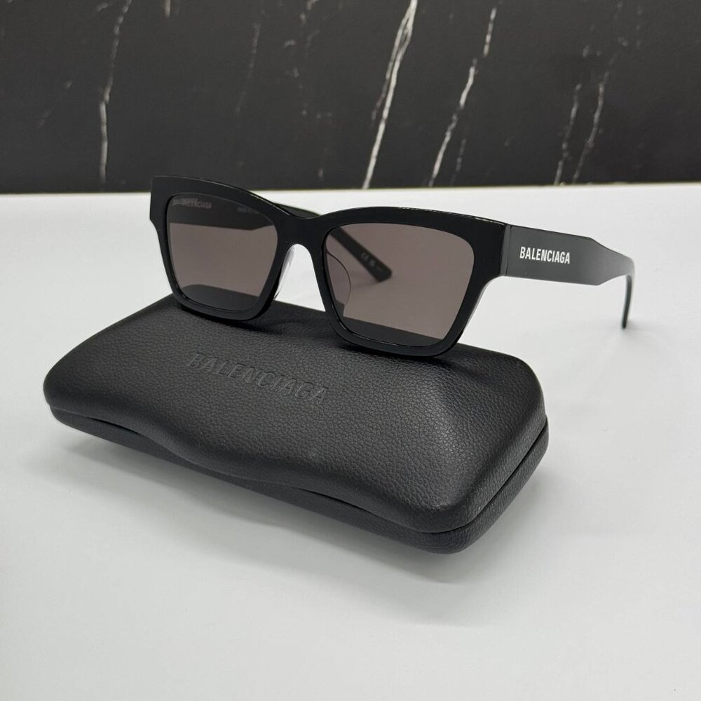 NEW BB0307SA 001 BALENCIAGA BLACK GREY SQUARE WOMEN SUNGLASSES - Picture 2 of 10